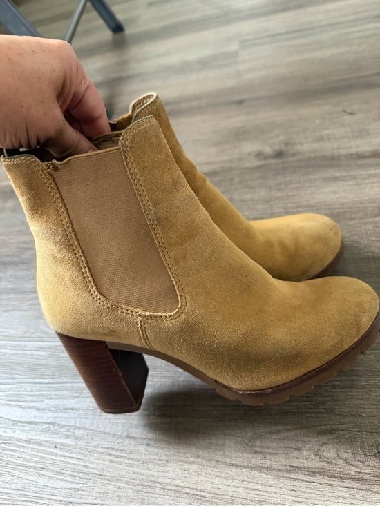 Tory Burch Shoes - Tory Burch Mustard Suede Chelsea Block Heel Ankle Boots